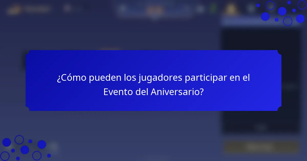 ¿Cómo pueden los jugadores participar en el Evento del Aniversario?