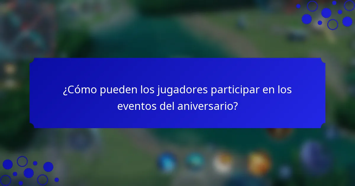 ¿Cómo pueden los jugadores participar en los eventos del aniversario?