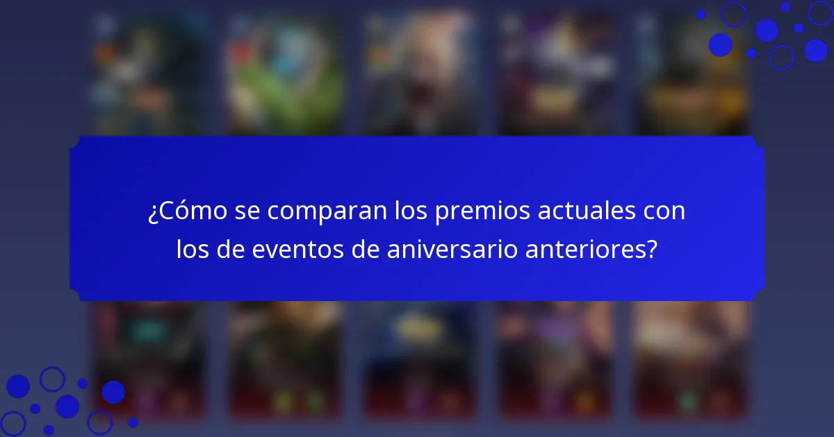 ¿Cómo se comparan los premios actuales con los de eventos de aniversario anteriores?