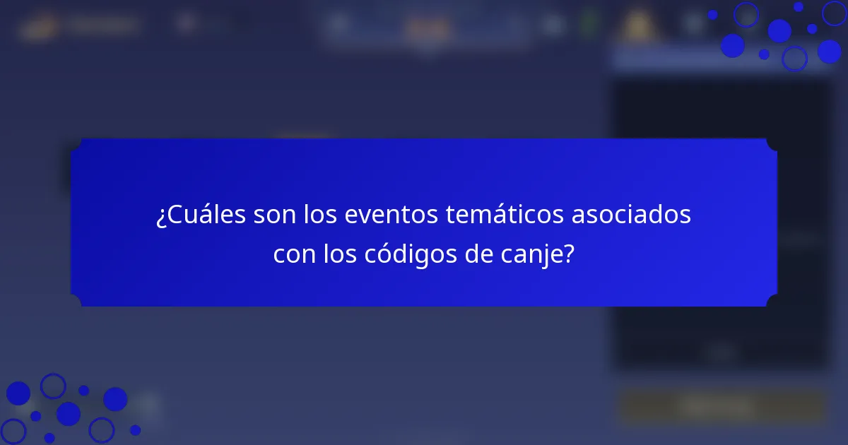 ¿Cuáles son los eventos temáticos asociados con los códigos de canje?
